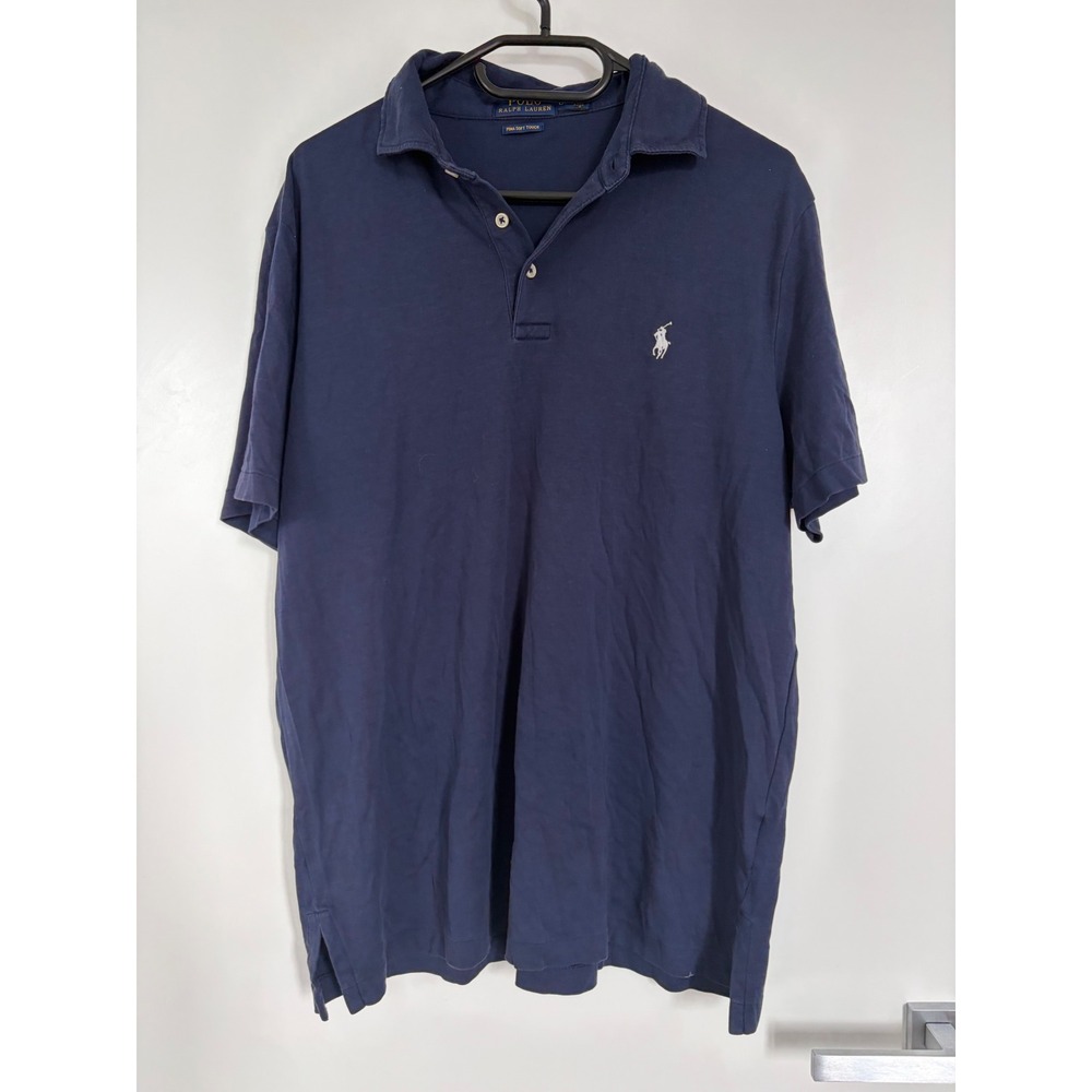 Polo Ralph Lauren Mens Soft Touch Cotton Polo Shirt Navy Blue Large L